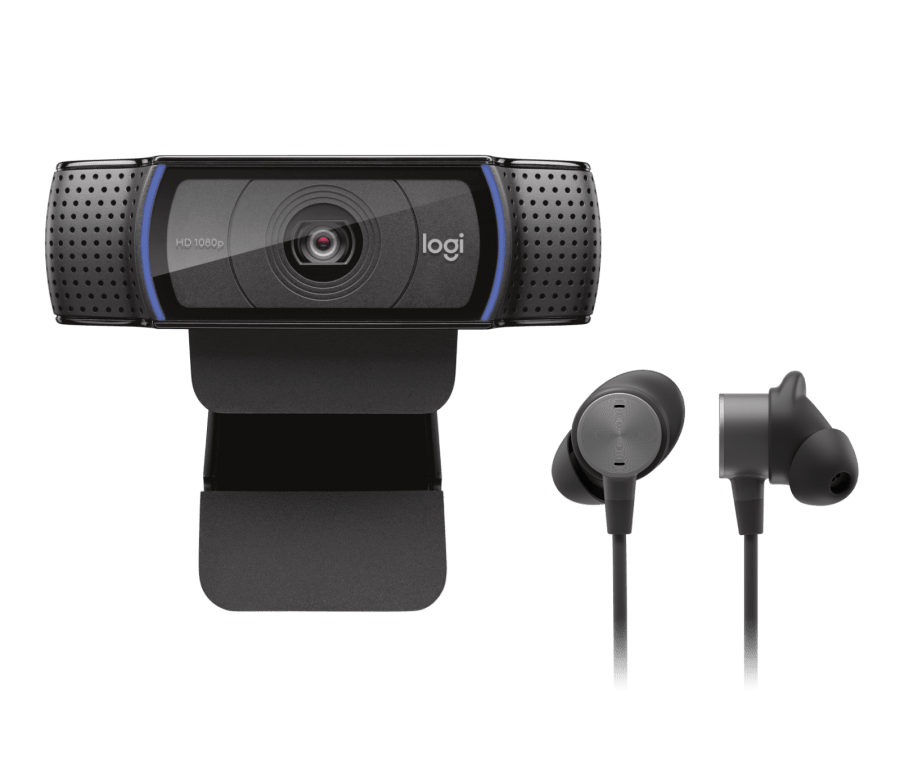 ESSENTIAL PERSONAL VIDEO COLLABORATION KIT Logitech Zone Wired Earbuds and C920e webcam